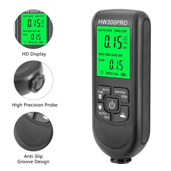 KESGİN MARKET® Hw-300pro Araba Boyası Film Otomatik Kalınlık Ölçer 0-2000um Fe & Nfe Kaplama Kalınlık Test Cihazı M