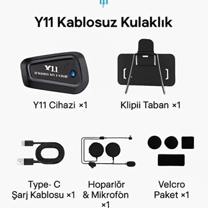 KESGİN MARKET® Y11 Bluetooth Kulaklık Mikrofonlu Motosiklet Kulaklığı İntercom Bt 5.3