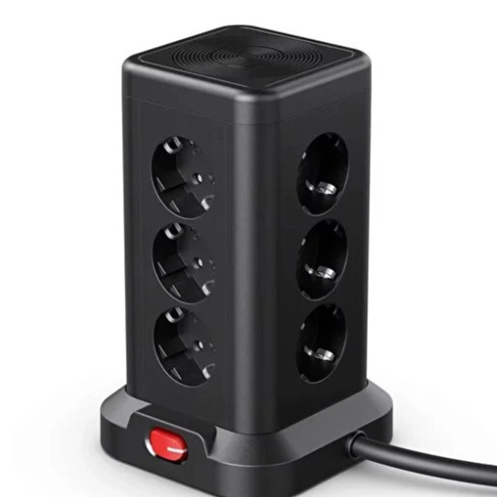 KESGİN MARKET® Wp711 Akım Korumalı Priz Kablosuz Şarj İstasyonu 11x Soket 3x Usb 1xtype-c Kablolu Grup Priz