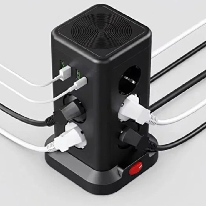 KESGİN MARKET® Wp711 Akım Korumalı Priz Kablosuz Şarj İstasyonu 11x Soket 3x Usb 1xtype-c Kablolu Grup Priz
