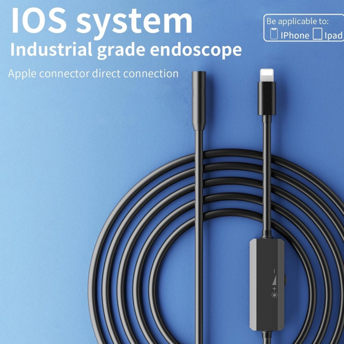 KESGİN MARKET® Endoskop Yılan Video Kamera İos Uyumlu Led’li 10 Metre 7 Mm Sert Kablo 2mp Full Hd