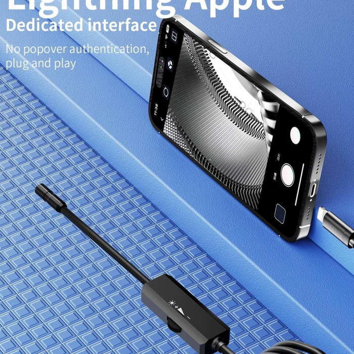 KESGİN MARKET® Endoskop Yılan Video Kamera İos Uyumlu Led’li 10 Metre 7 Mm Sert Kablo 2mp Full Hd