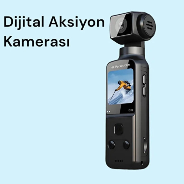 KESGİN MARKET® 4k Ultra Hd 270° Döndürülebilir Su Geçirmez Wifi Vlog Spor Ve Aksiyon Kamerası
