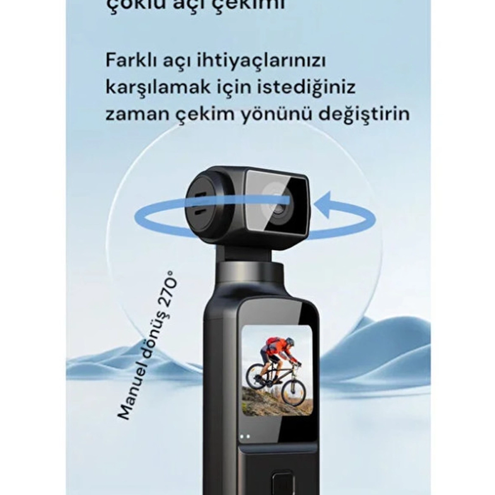 KESGİN MARKET® 4k Ultra Hd 270° Döndürülebilir Su Geçirmez Wifi Vlog Spor Ve Aksiyon Kamerası