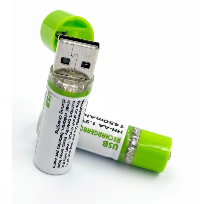 KESGİN MARKET® Usb Şarjlı 1450mah Aa 1.2v Lityum Kalem Pil 2’li Set Dönüşümlü Batarya