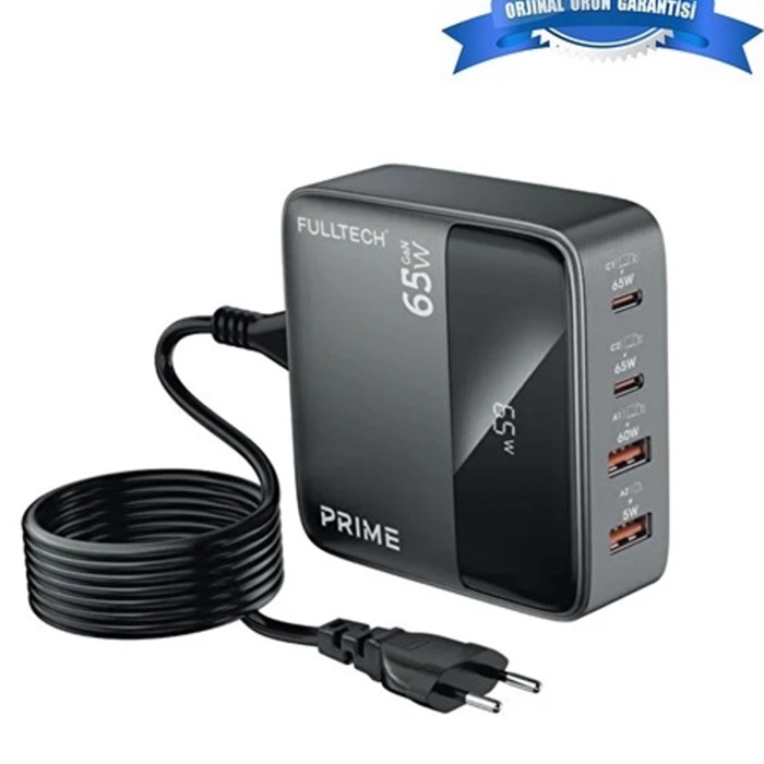 KESGİN MARKET® 65w Masaüstü 4 Portlu Hızlı Şarj Cihazı İstasyonu 2xusb-a, 2xtype-c Giriş,1,5 Mt. Kablo