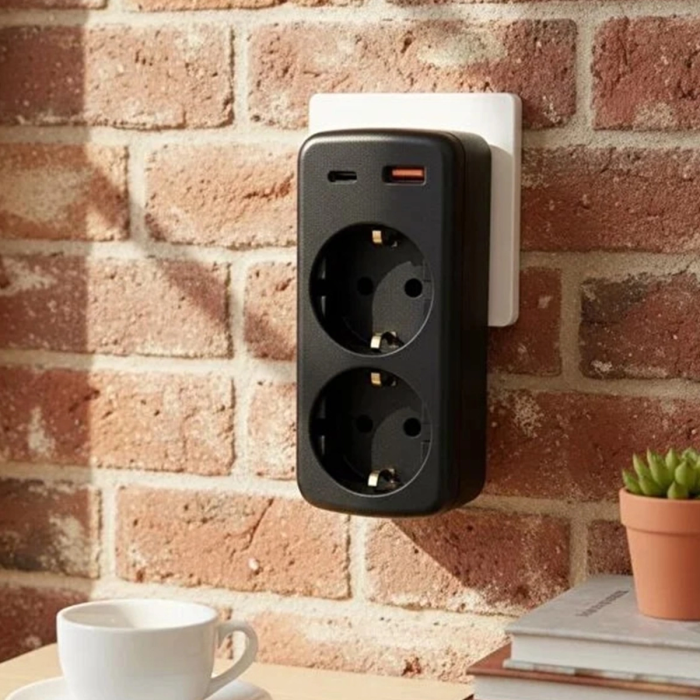 KESGİN MARKET® Çoklu Priz Yüksek Gerilim Korumalı 2’li Priz 1xusb 1xtype-c Çıkışlı Grup Priz Çoğaltıcı