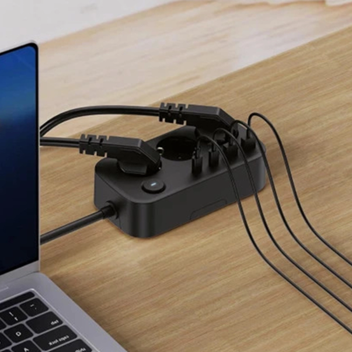 KESGİN MARKET® Akım Korumalı Priz 2 Usb + 2 Type-c Girişli 2 Metre Kablosu Anahtarlı Ve Duvara Monte Edilebilir