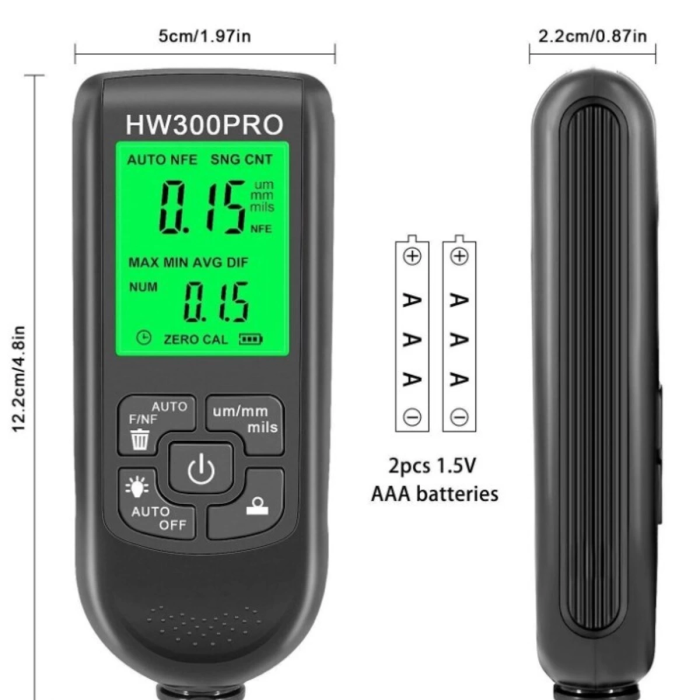 KESGİN MARKET® Hw-300pro Oto Boya Kalınlık Ölçer 0-2000µm Fe & Nfe Kaplama Kalınlık Test Cihazı