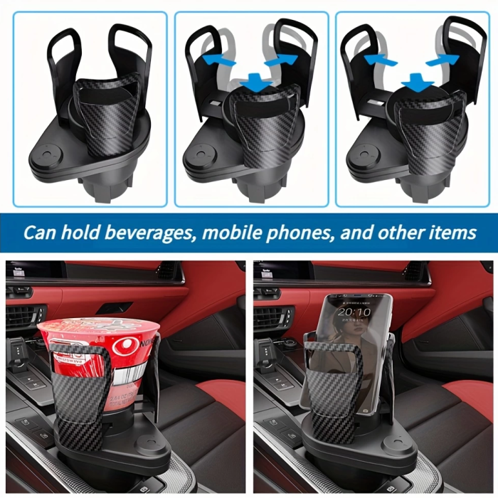 KESGİN MARKET® 2’si 1 Arada Ayarlanabilir Araç Bardak Tutucu, Genişleyebilir Üst Kısım 3”-6.2”, Şişe Adaptörü, Araba Organizatörü, Dayanıklı Taban, Ramblers Hydroflask Uyumlu, Modern Araç Düzenleyic