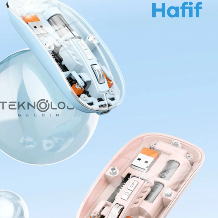 KESGİN MARKET® Bluetooth Usb Çift Modlu Sessiz Mouse, Şeffaf Mıknatıslı Kapaklı, Type-c Şarjlı, Dpı Ayarlı, Kablosuz 10m Çekim Mesafeli, Masaüstü Kısayol Tuşlu, Taşınabilir Şarjlı Mouse Siyah