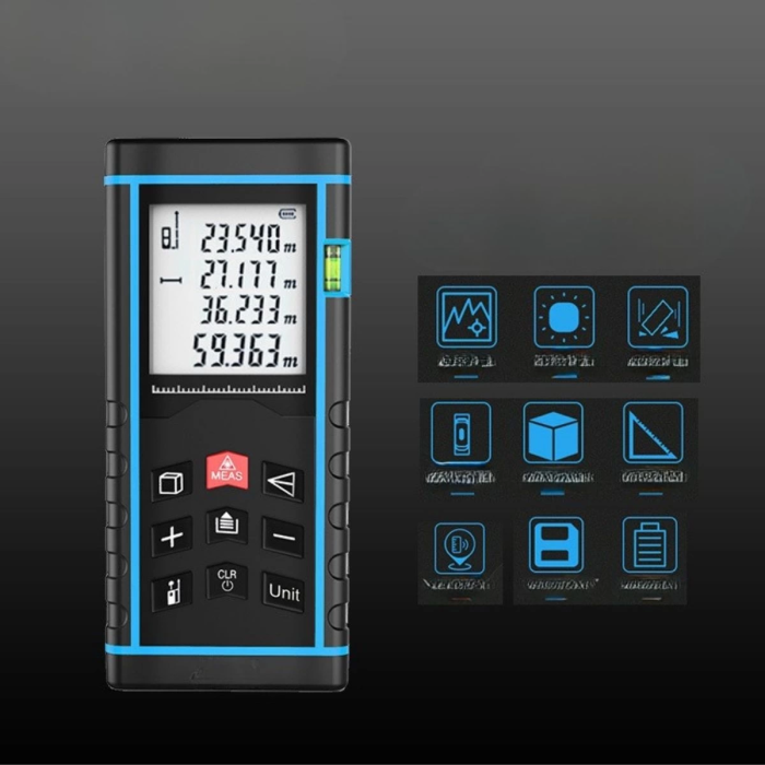 KESGİN MARKET® Profesyonel 40 Metre Dijital Lazer Metre Ölçer Lcd Ekran, Su Terazili, Alan Hacim, Pisagor Hesaplama Ve 20 Kayıt Hafızası