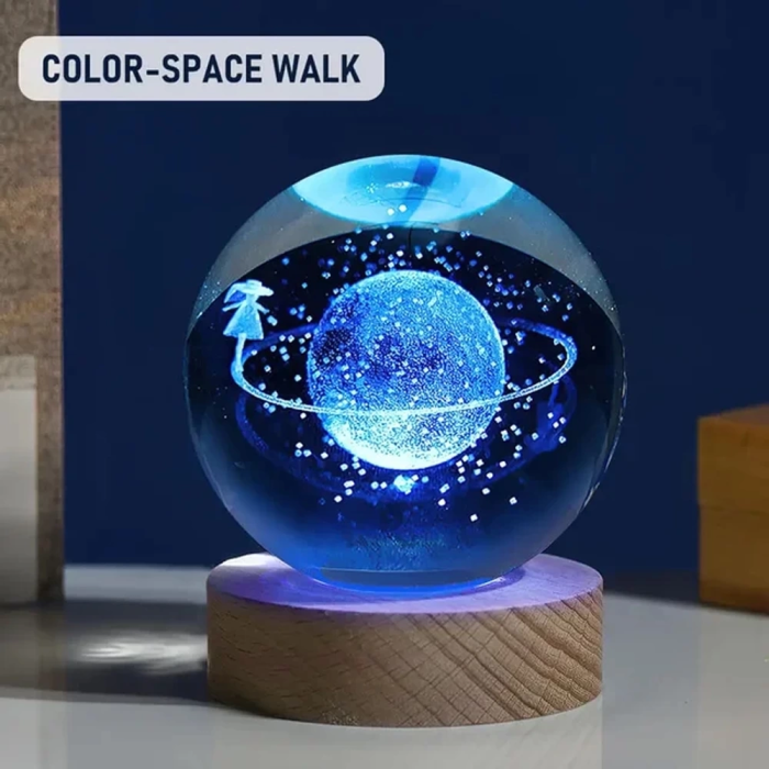 KESGİN MARKET® Renk Değiştiren Satürnlü Kız Cam Küre