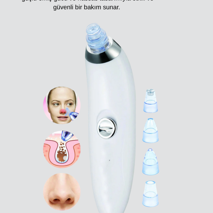 KESGİN MARKET® Vakumlu Siyah Nokta Temizleme Cihazı – 5 Kademe Güç ve 4 Başlıklı Derin Cilt Bakımı