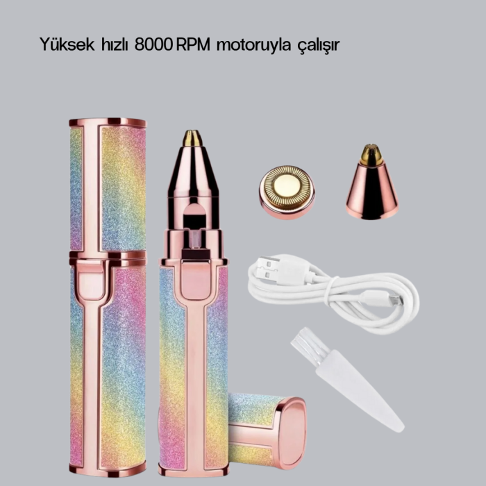 KESGİN MARKET® Mini Yüz ve Kaş Epilatörü – 8000 RPM Güçlü Motor ve Paslanmaz Çelik Başlık