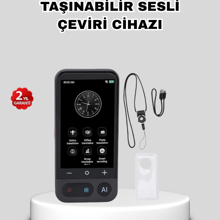 KESGİN MARKET® Taşınabilir Akıllı Sesli Çeviri Cihazı – 139 Dil Desteği, Dokunmatik Ekran