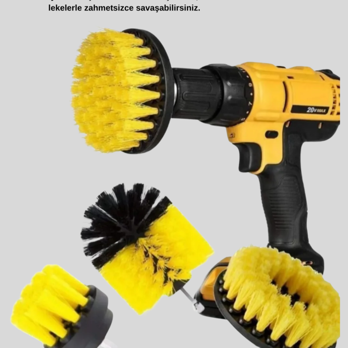 KESGİN MARKET® 3’lü Matkap Temizlik Fırçası Seti – Banyo, Mutfak ve Araç Jantı İçin Etkili