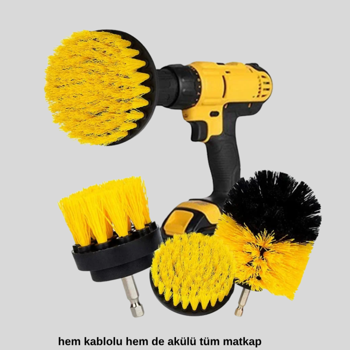 KESGİN MARKET® 3’lü Matkap Temizlik Fırçası Seti – Banyo, Mutfak ve Araç Jantı İçin Etkili