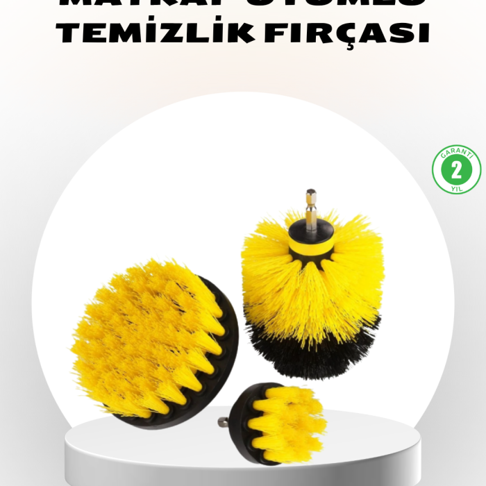 KESGİN MARKET® 3’lü Matkap Ucu Fırça Seti – Derinlemesine Temizlik, Tüm Yüzeylerle Uyumlu