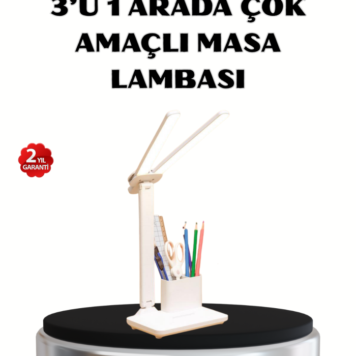 KESGİN MARKET® Kalemlik ve Telefon Standlı Masa Lambası – Kısılabilir LED Işık, Göz Dostu Tasarım