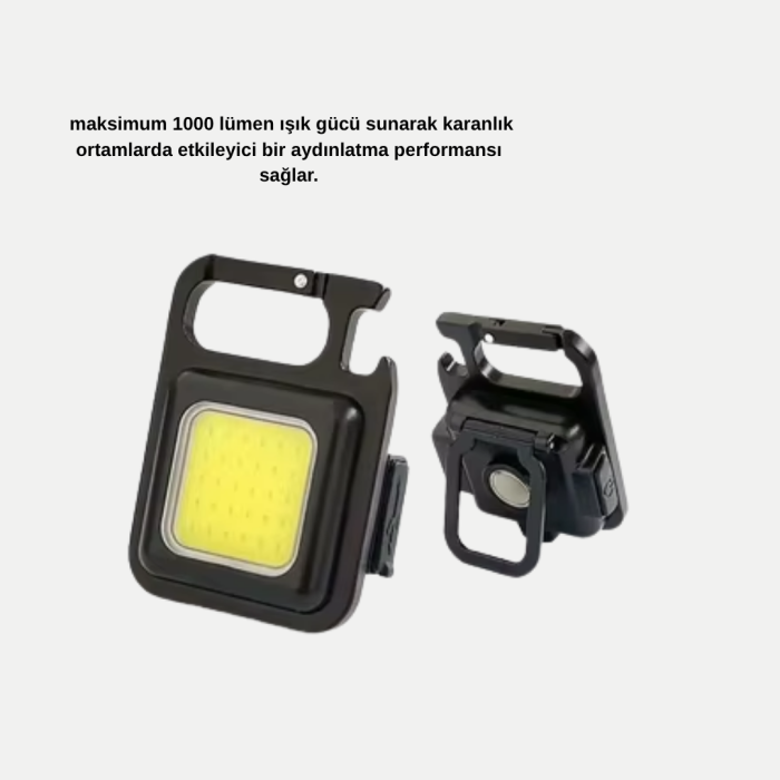 KESGİN MARKET® LED Mini Anahtarlık Fener – 1000 Lümen Güçlü Işık ve USB Type-C Şarjlı