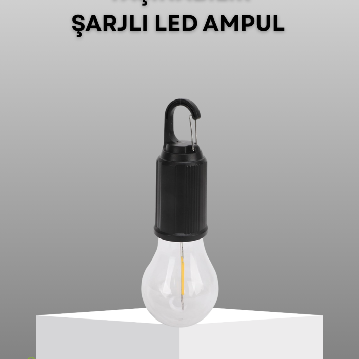 KESGİN MARKET® Şarjlı Kancalı LED Lamba – Kamp, Balkon ve Acil Durum Işığı