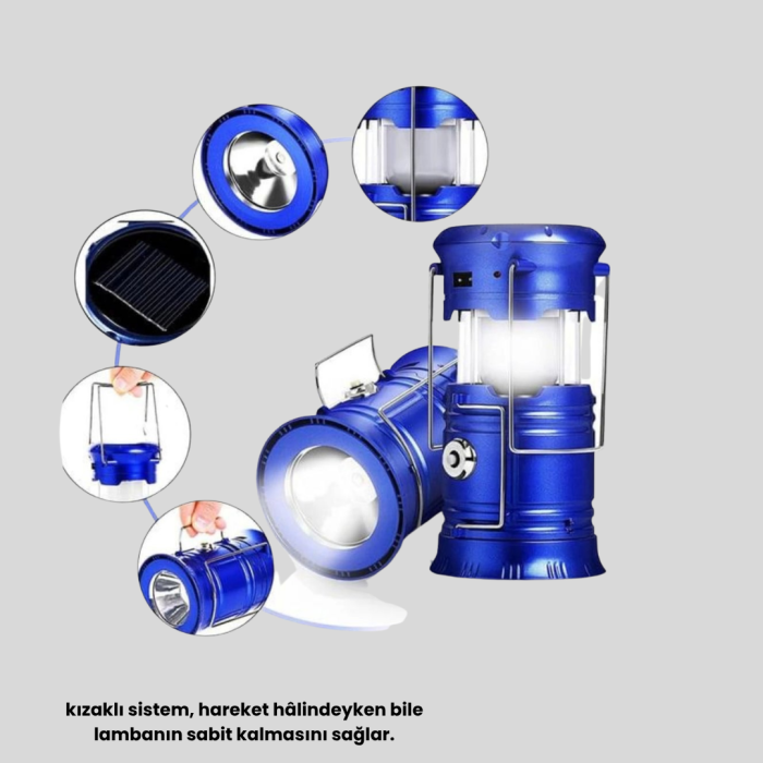 KESGİN MARKET® Güneş Enerjisiyle Çalışan Kamp Feneri Hafif Portatif Uzun Ömürlü