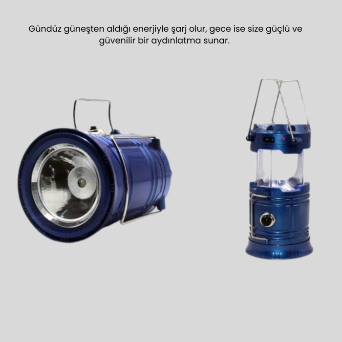 KESGİN MARKET® Güneş Enerjisiyle Çalışan Kamp Feneri Hafif Portatif Uzun Ömürlü