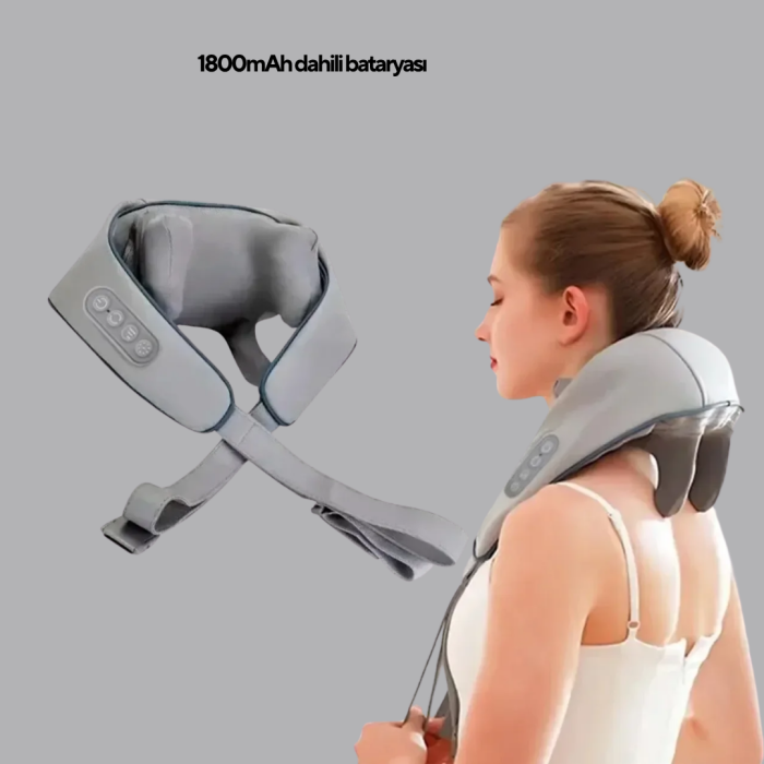 KESGİN MARKET® Titreşimli Boyun Masaj Cihazı Isı Terapili Şarjlı VNB-01 Ergonomik U Tasarım
