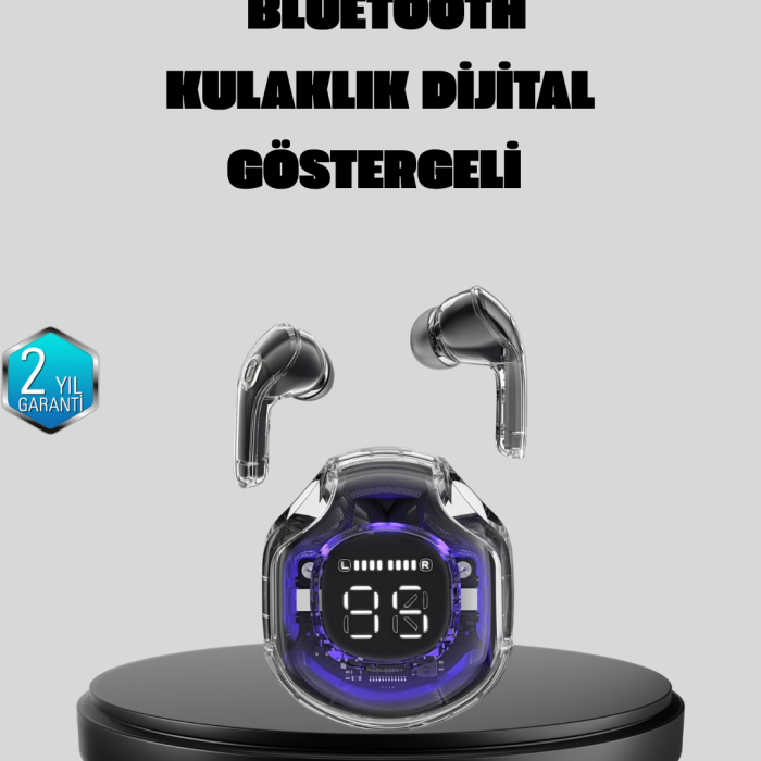 KESGİN MARKET® ENC Mikrofonlu Kablosuz Kulaklık Dokunmatik Kontrol ve LED Ekran Şarj Kutulu