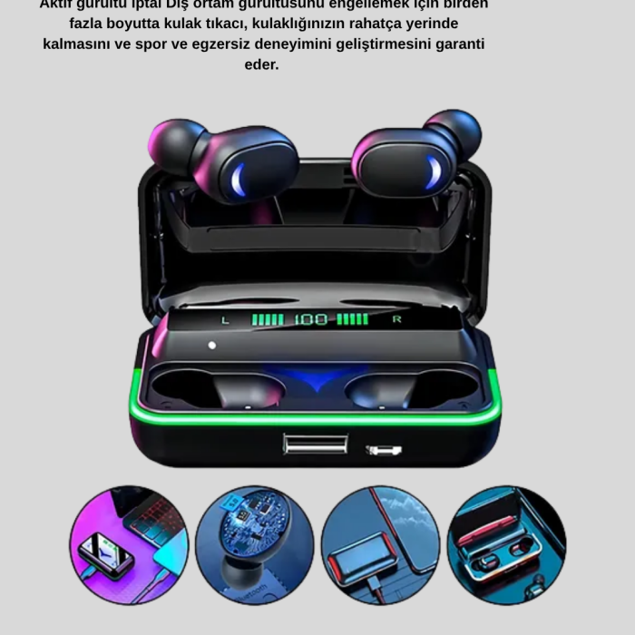 Kablosuz Oyuncu Kulaklığı Powerbank Şarj Kutulu RGB 5.1