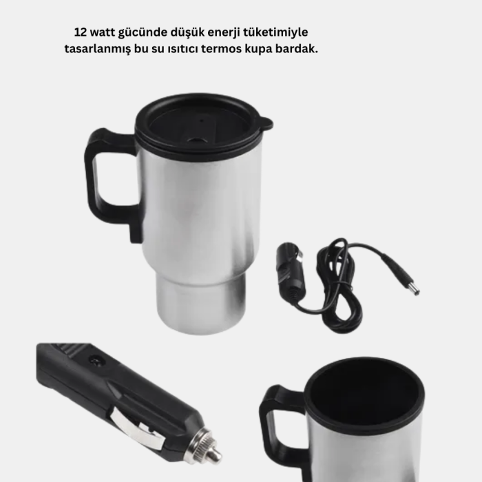 Araç İçi Su Isıtıcı Termos Kupa 12 Watt Enerji Tasarruflu