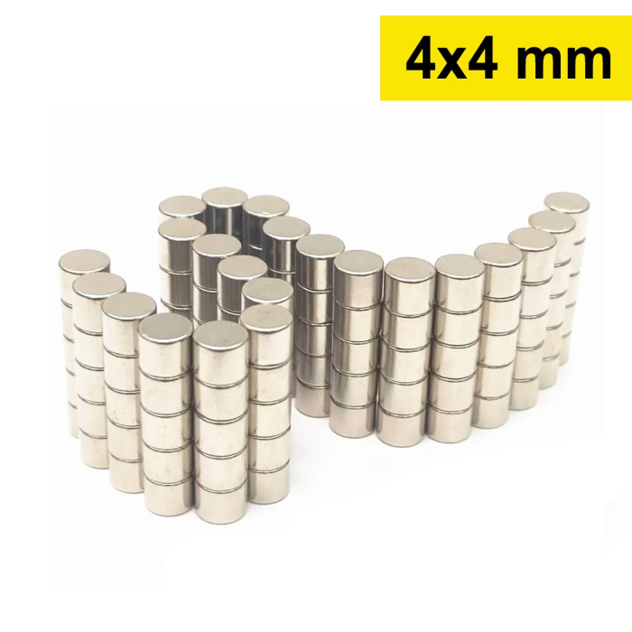 20 Adet 4x4 Mm Yuvarlak Neodyum Mıknatıs N35 Güçlü Magnet Nikel Kaplama