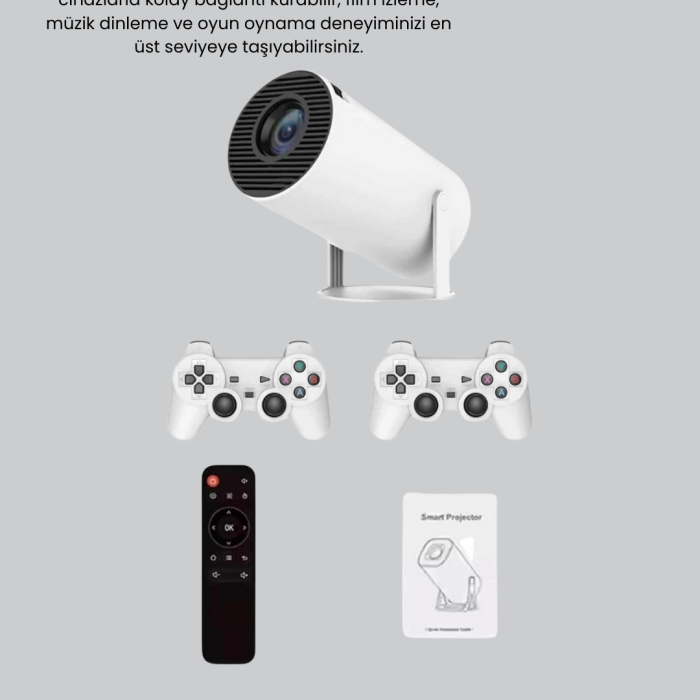 KESGİN MARKET ® Projeksiyon Cihazı 4K Destekli Kablosuz Bağlantılı Bluetooth 5.0