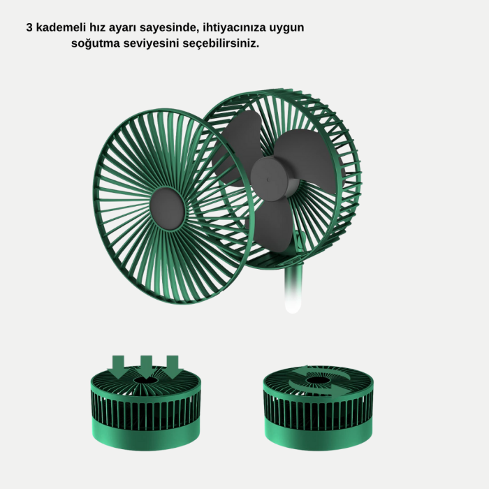 Taşınabilir Katlanabilir Mini Fan 3 Kademeli Şarj Edilebilir