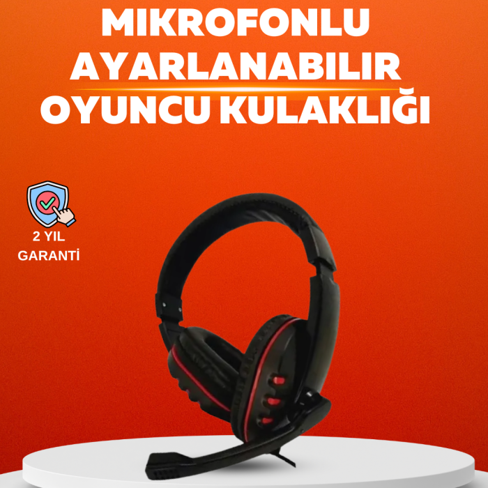 Stereo Kırmızı Gaming Kulaklığı Yumuşak Pedli Mikrofonlu