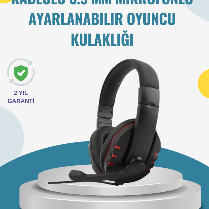 Kırmızı Gaming Kulaklık Stereo Mikrofonlu Dayanıklı Örgü Kablolu