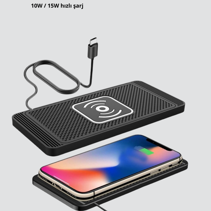 Manyetik Şarj Pedi 7.5W 10W 15W Hızlı Şarj Kaymaz Tabanlı