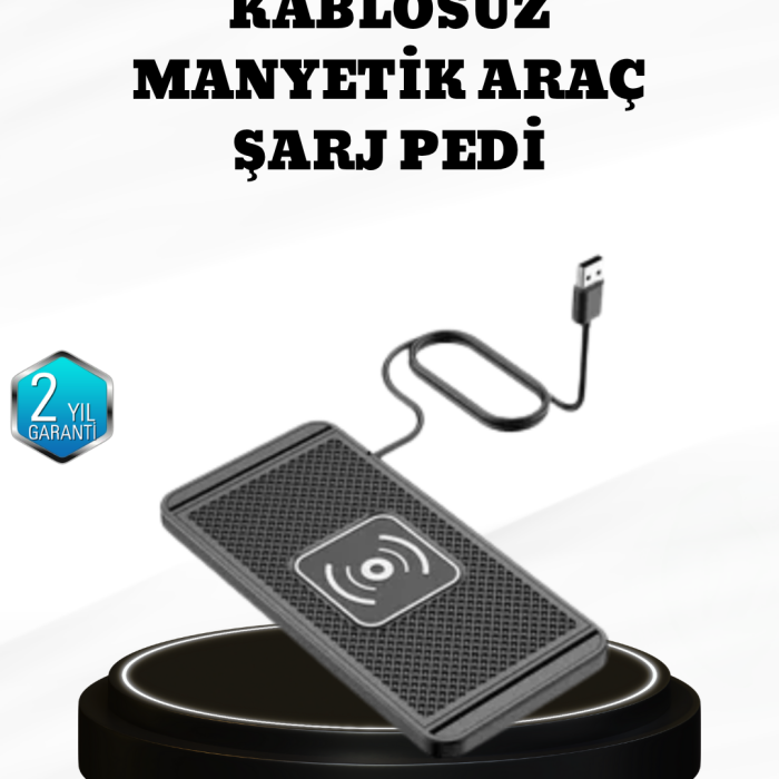 15W Manyetik Kablosuz Şarj Pedi Araç Masa Kullanımına Uygun Qi Şarj Cihazı