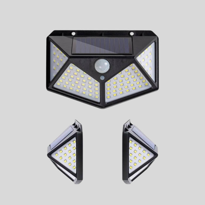 100 LED Solar Lamba Hareket Algılamalı Bahçe Duvar Dış Mekan Aydınlatma