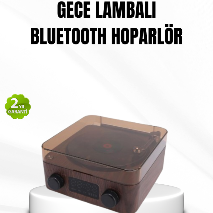 Bluetooth Hoparlörlü Gece Lambası Dijital Saat ve Ambiyans Işığı Çok Amaçlı