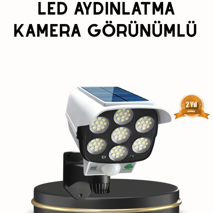 Güneş Paneliyle Şarj Olan Hareket Sensörlü Dış Mekan Güvenlik Lambası Ayarlanabilir