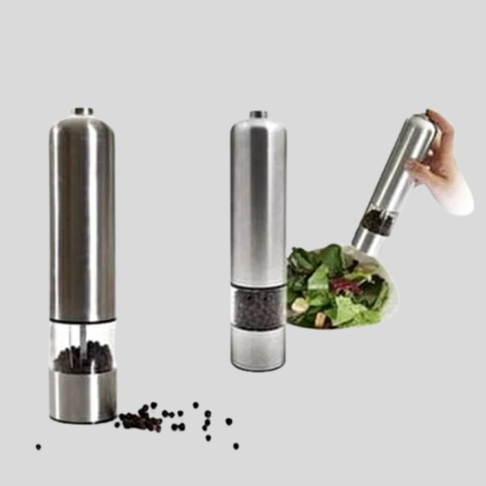 Elektrikli Tuz Karabiber Değirmeni – Paslanmaz Gövde, LED Işıklı ve Ayarlanabilir Öğütme