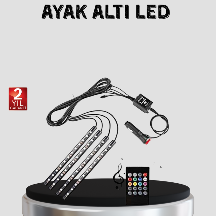 48 LED Araç İçi RGB Şerit Aydınlatma Müzik Senkron USB Kumandalı Set