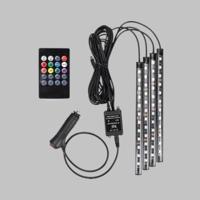 48 LED Araç İçi RGB Şerit Aydınlatma Müzik Senkron USB Kumandalı Set
