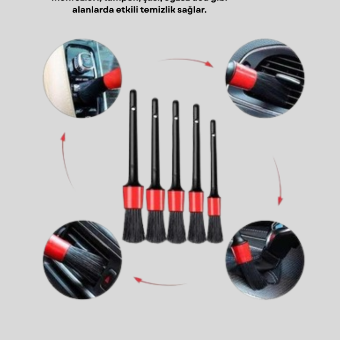 5 Parça Detay Temizlik Fırçası Seti Jant Motor Havalandırma İç Dış Temizlik