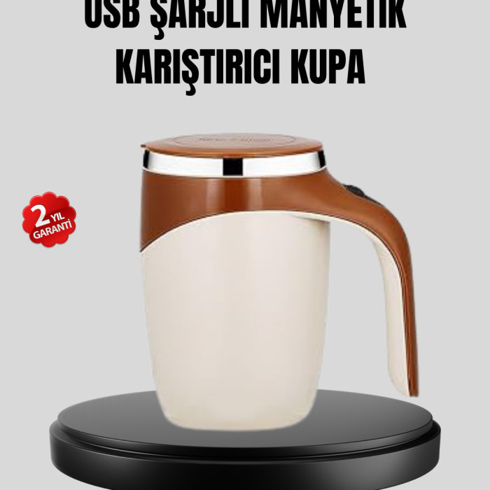 USB Şarjlı Manyetik Karıştırıcı Kupa Otomatik Karıştırma Paslanmaz Çelik