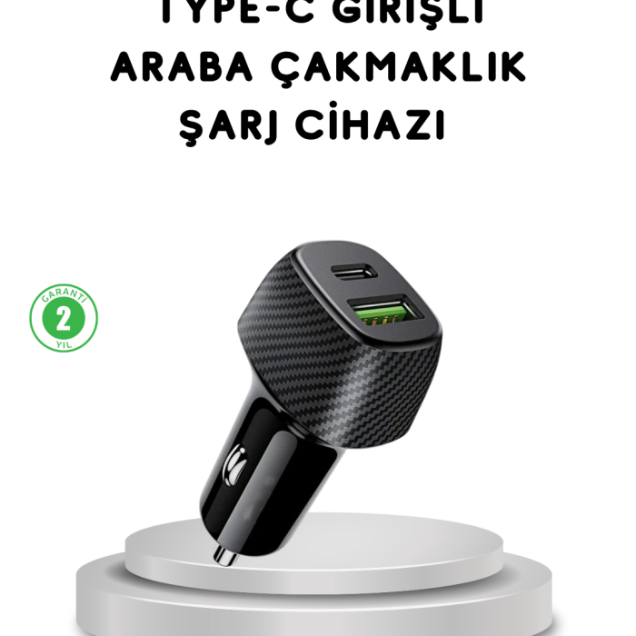 38W Araç Şarj Cihazı Type-C PD USB Hızlı Şarj Çift Port