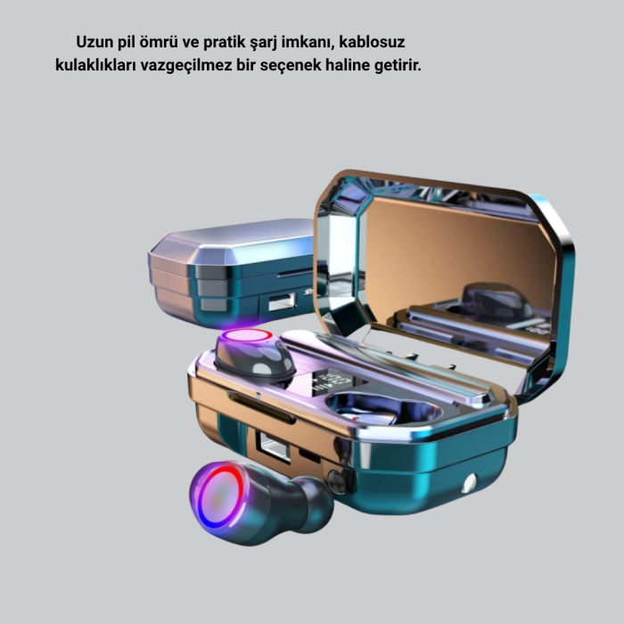 Şarj Kutulu Kablosuz Kulaklık Ergonomik Spor Seyahat Uyumlu Uzun Kullanım