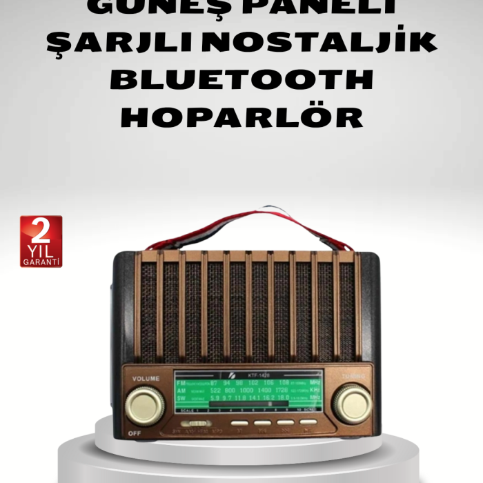 Taşınabilir Hoparlör Güneş Panelli Bluetooth USB SD FM AM SW Radyo